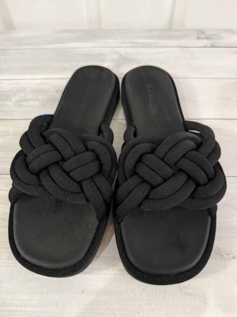 Rothy’s The Summer Sandal Black Braided Slides Size 9.5